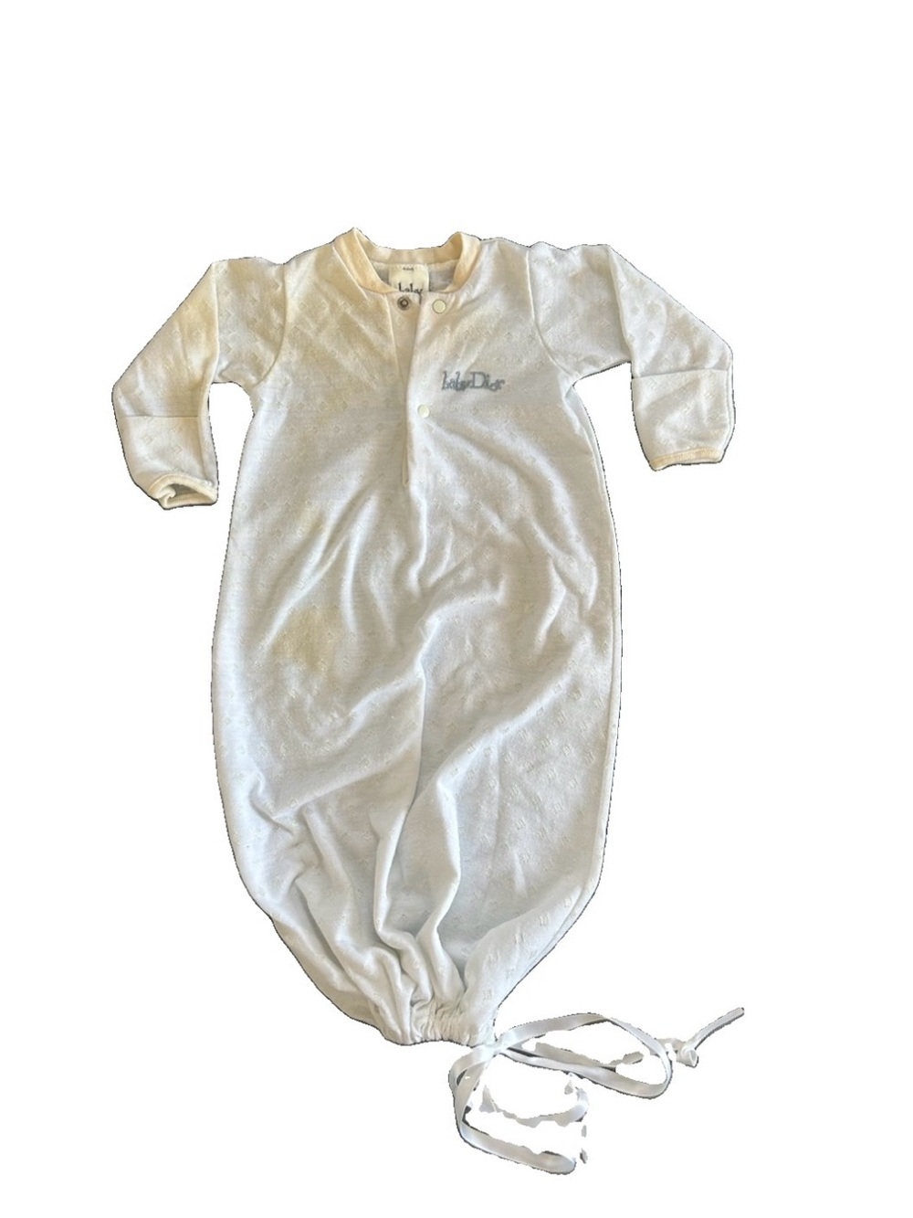 Vintage Baby Dior White Layette Sleep Gown USA Made - Picture 1 of 7
